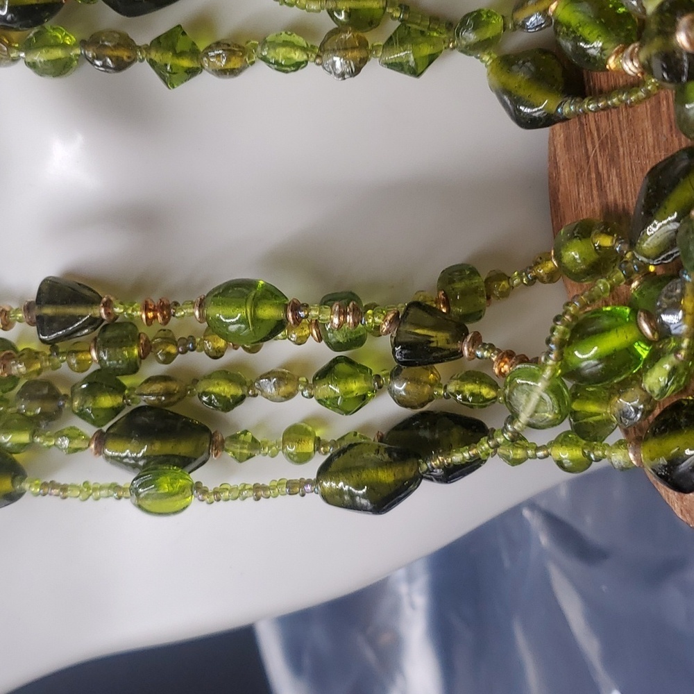 FINE JEWELRY!!!!  emerald glass‎ artisan necklace stunning N3437 - Picture 2 of 3